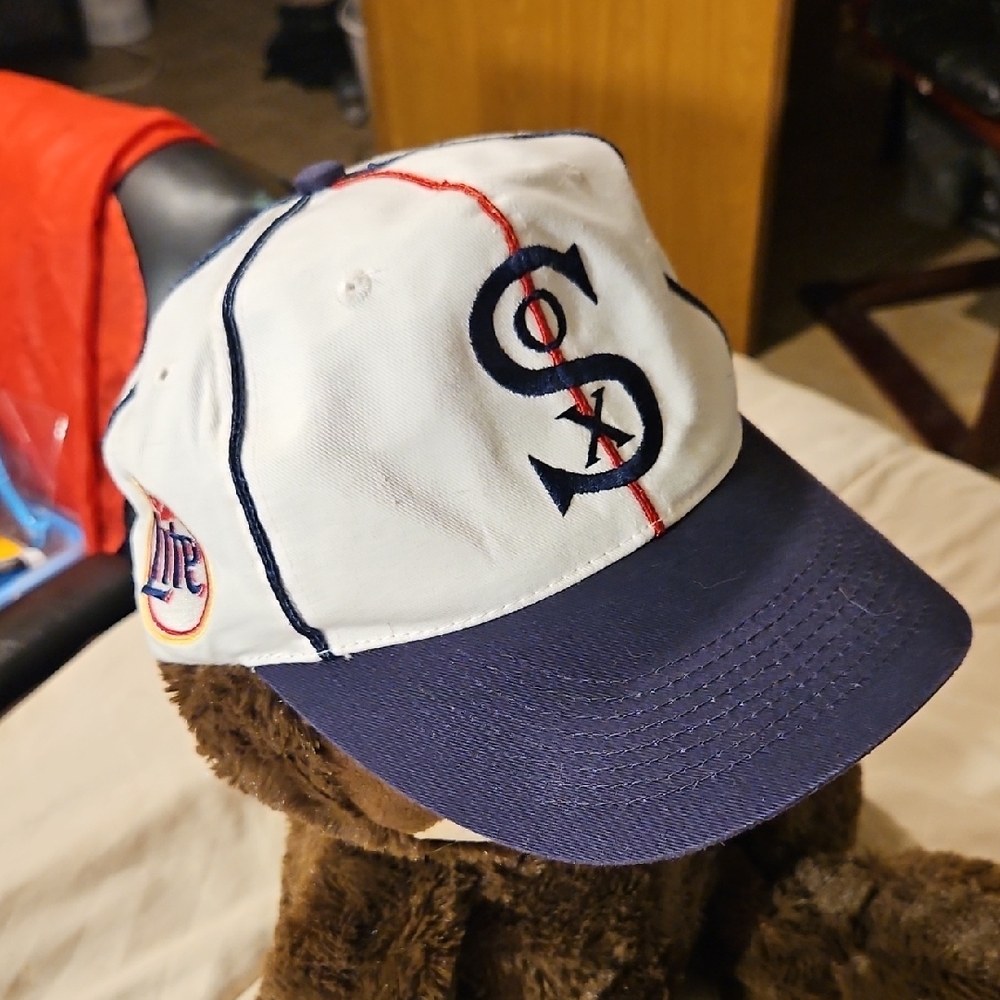 White and Blue Baseball Cap